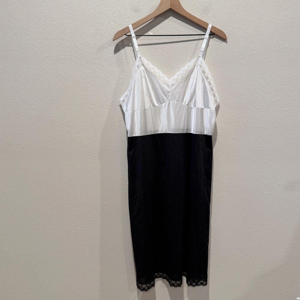 SARAH SMITH Womens Lace Trim Two Tone Slip Dress Size 40 Vintage Retro Chic